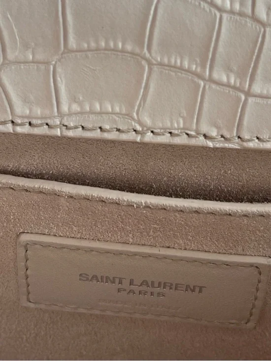 Saint Laurent YSL Kate White Croc Embossed Leather Chain Shoulder Bag - Picture 7 of 8